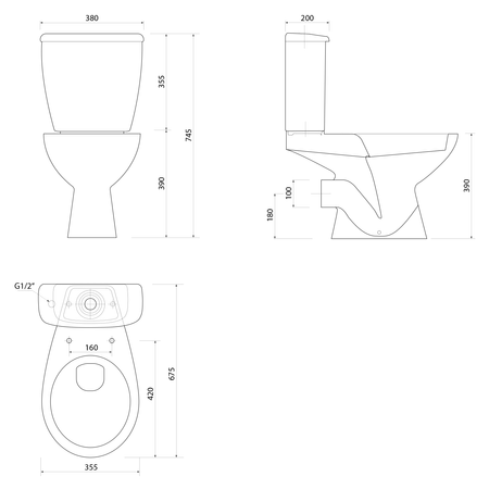 JOSE kompakt WC, podwójne przyciski 3/6 l, tylny odpływ, biały