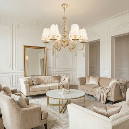 KLASYCZNY ŻYRANDOL KRYSZTAŁOWY ZŁOTY FABIONE W6