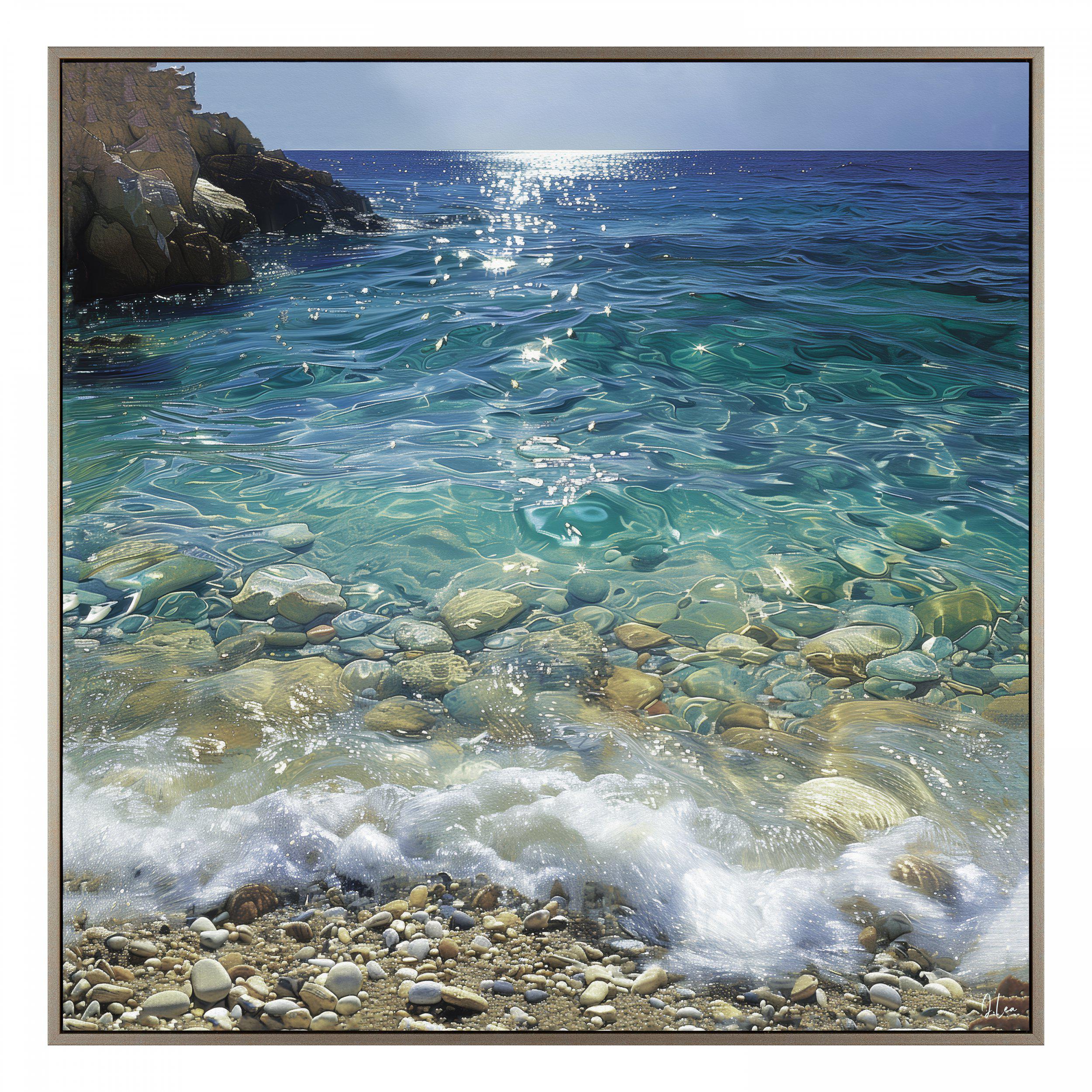 Obraz w ramie „Crystal Waters” – niebieski, 81 × 3 × 81 cm