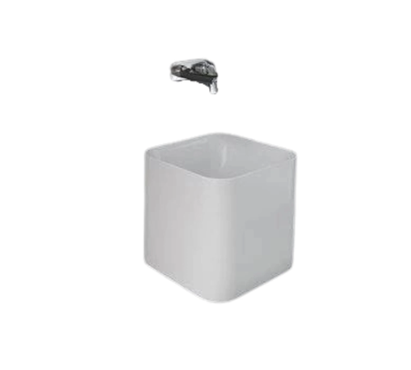 Zestaw Petit Umywalka nablat. kwadrat 36 cm BIAŁY POŁYSK + Bateria podtynkowa ICONIC Chrom