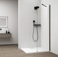 ESCA BLACK MATT jednoczęściowa kabina przysznicowa Walk-In, montaż przy ścianie, szkło czyste, 300 mm