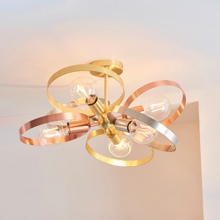 Hoop 6 Ceiling Light Brushed Brass