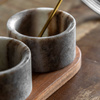 Novi Spoon and Pinch Pot Beige Marble 178x89x70mm