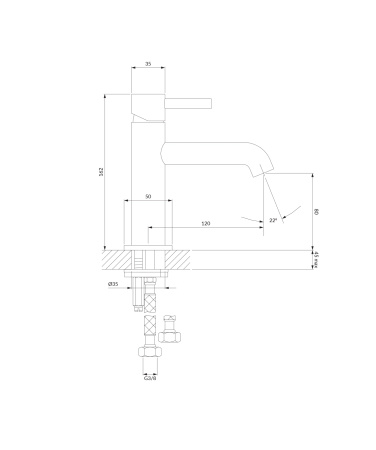 Y bateria umywalkowa, grafit szczotkowany
