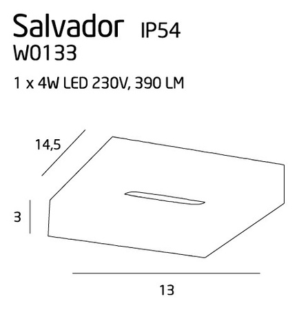 MAXLIGHT W0133 KINKIET SALVADOR IP54, 1 x 4W