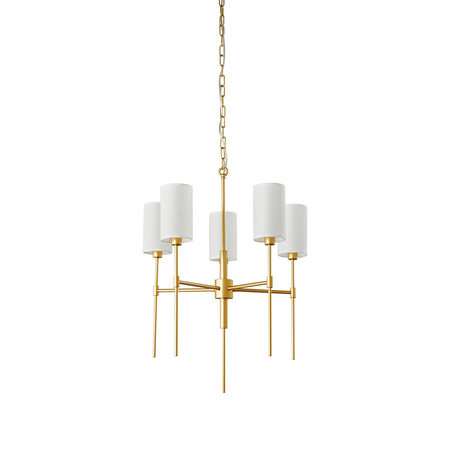 Lampa wisząca DARLING 60 cm - żyrandol złoty z białym abażurem