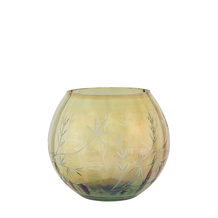 Floral Etched Iridescent Tealight Holder Large