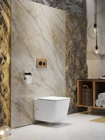 Miska WC wisząca z deską prostokątna biały połysk ORION TR2237
