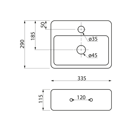GIULIA umywalka ceramiczna 33,5x29 cm, czarny mat
