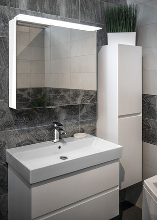 LINEX szafka z lustrem,oświetlenie LED, 80x70x15cm, biała