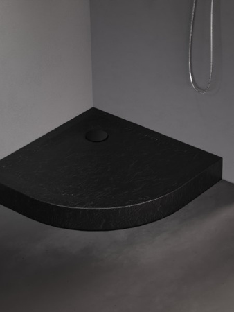 Brodzik MILD STONE akrylowy półokrągy R55 90x90x11,5 czarny