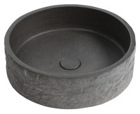 ISPIR betonowa umywalka z odpływem, 40cm, czarny granit