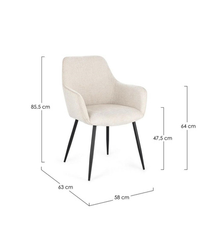 BIZZOTTO krzesło CORA ARM czarny / beżowy - komplet 2szt.
