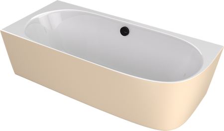 SUSSI L wanna przyścienna, narożna, kompozyt, 160x70x50cm, biały/beż mat