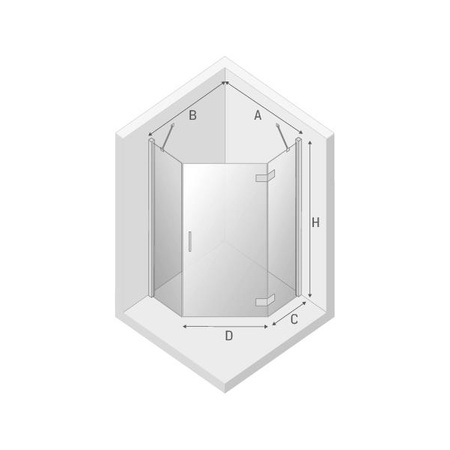 KABINA NEW AZURA BLACK PIĘCIOKĄTNA P 80x80x195 CZYSTE 6mm ACTIVE SHIELD