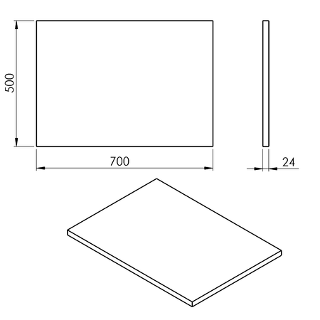 PLATO blat Rockstone 700x24x500mm, biały mat