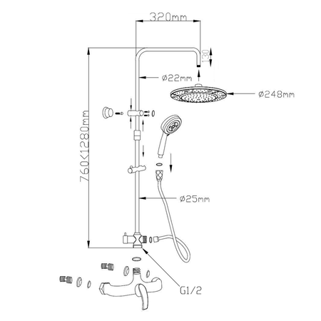 KASIOPEA zestaw prysznicowy, chrom