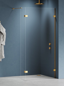 NZ2 Kabina prysznicowa EVENTA GOLD BRUSHED WALK-IN U 50x200 szkło czyste 8mm Active Shield 2.0
