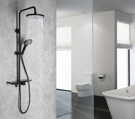 ARONA zestaw prysznicowy z baterią, wylewka, czarny mat