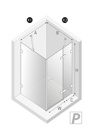 NZ2 Kabina prysznicowa OXIA 1D P 100x90x200 szkło czyste 8mm Active Shield 2.0
