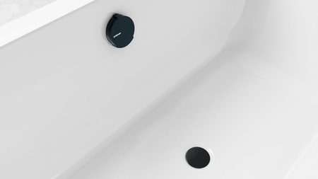 Zestaw odpływowy z napełnianiem, długość 600mm, korek automatyczny 72mm, czarny mat