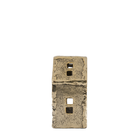 House Tealight Holder Antique Gold 85x70x140mm