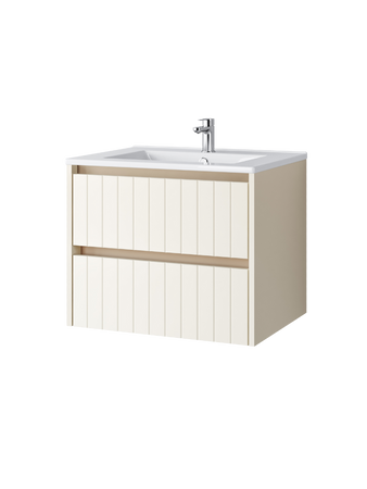 Szafka łazienkowa wisząca z umywalką 60 cm almond mat MELITO 002-SU60-02+UP4530-600