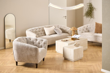 Sofa 3-osobowa Ria – beżowa sofa Juto 4 z czarnymi drewnianymi nogami 191 cm ACTONA