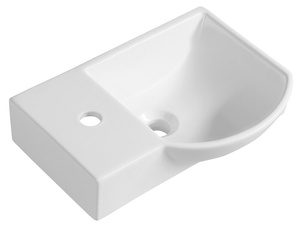 LITOS umywalka ceramiczna narożna 45x32cm, bateria z lewej strony, biała