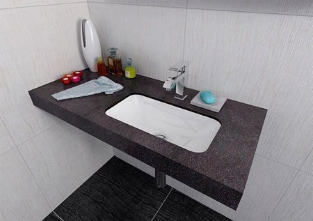 KAMA umywalka kompozytowa 50x26cm, biała, wpuszczana w blat