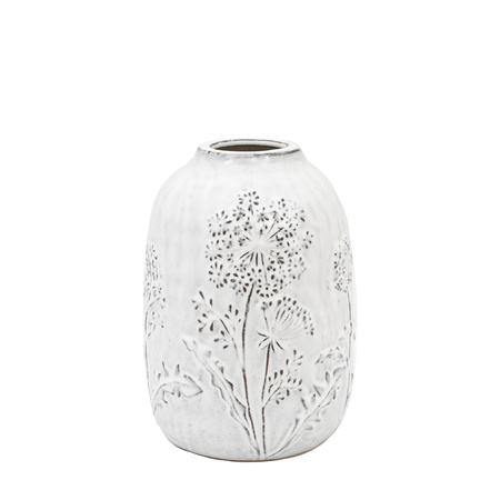 Meadow Embossed Ceramic Vase Stone 175x175x250mm
