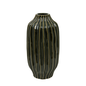 Organic Ribbed Vase Olive 180x180x365mm