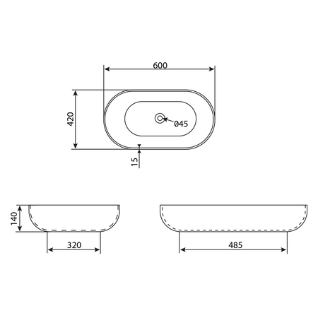 CALEO umywalka ceramiczna nablatowa, 60x42cm, marmur portoro