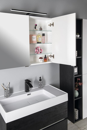 RIWA LED szafka z lustrem, oświetlenie LED, 81x70x17cm, biały połysk