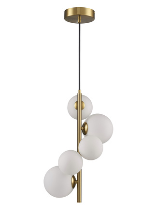 Lampa wisząca MOLECULA 38 cm - biało złota pionowa lampa do salonu