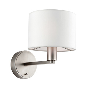 Daley Wall Light Nickel & White Faux Silk