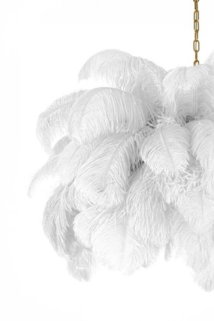 MOOSEE lampa wisząca TIFFANY 135 biała    mosiądz / naturalne pióra