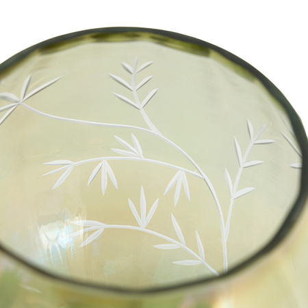 Floral Etched Iridescent Tealight Holder Large