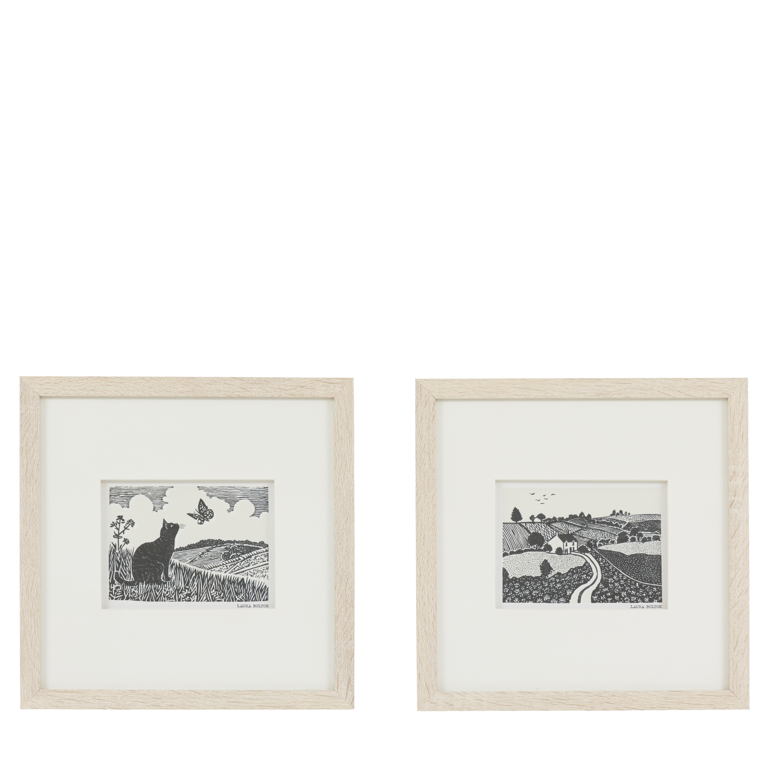 Obraz w ramie „Rural Studies II” – wielokolorowy, 30 × 3,2 × 30 cm, zestaw 2 szt.