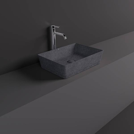 RAK Ceramics SKIN Umywalka slim nablatowa prostokątna 50x36 cm Carbon Concrete - Efekt kamienia 