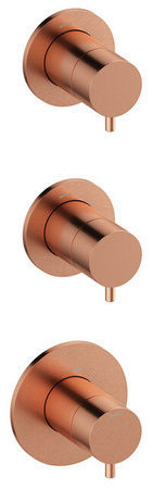 Zestaw termostatyczny + zawory odcinające szczotkowana miedź pvd