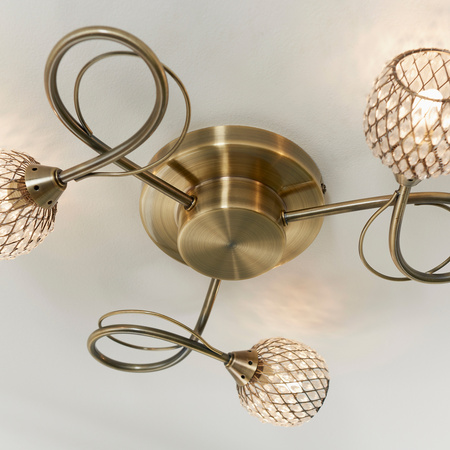 Aherne 3 Ceiling Lamp Antique Brass