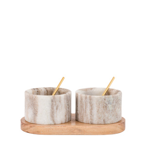 Novi Spoon and Pinch Pot Beige Marble 178x89x70mm