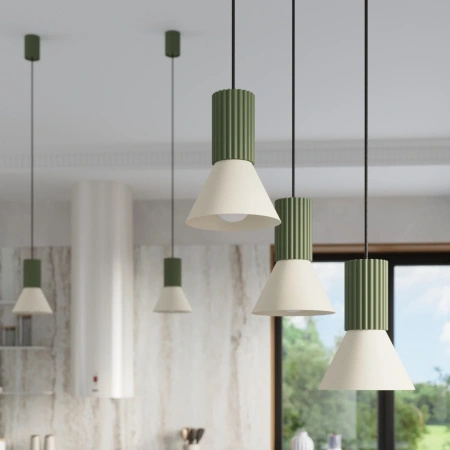 Lampa wisząca ESTRIA 3P beżowa/zielona oliwka