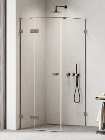 Kabina prysznicowa OXIA GUNMETAL BRUSHED 1D L prostokątna 80x70x200 szkło czyste 8mm Active Shield 2.0