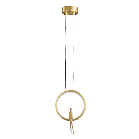 Lampa wisząca AMICI 27 cm - LED, mosiądz, złoty ring z dekoracyjną figurką