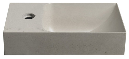 PICCOLINO umywalka betonowa, 30,8x17cm, bateria w lewo, piaskowy mat