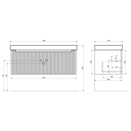 NELIO STRIP szafka umywalkowa 116,5x44x49cm, carina