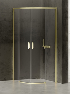 Kabina prysznicowa PRIME LIGHT GOLD 2D półokrągła R55 80x80x200 szkło czyste 6mm Active Shield 2.0