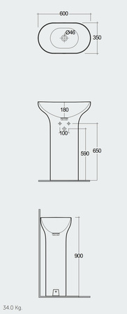 DES Umywalka wolnostojąca 60x35 odpływ do podłogi cappuccino mat
